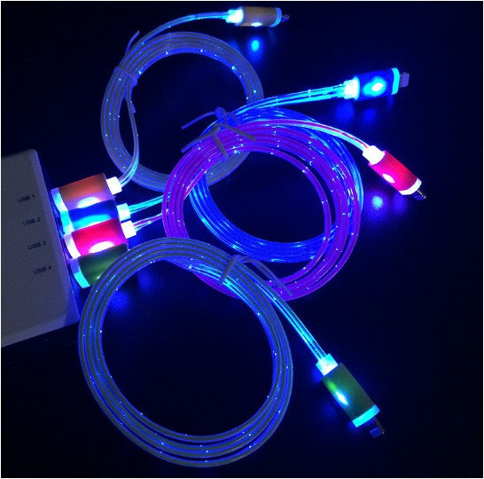 Colorful LED Light 8pin USB Data Sync Charging Charger Cable Cord Wire